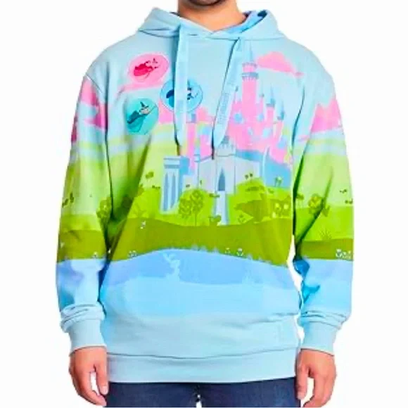 Loungefly NWT DISNEY SLEEPING BEAUTY CASTLE UNISEX HOODIE size xxLarge - Picture 3 of 8